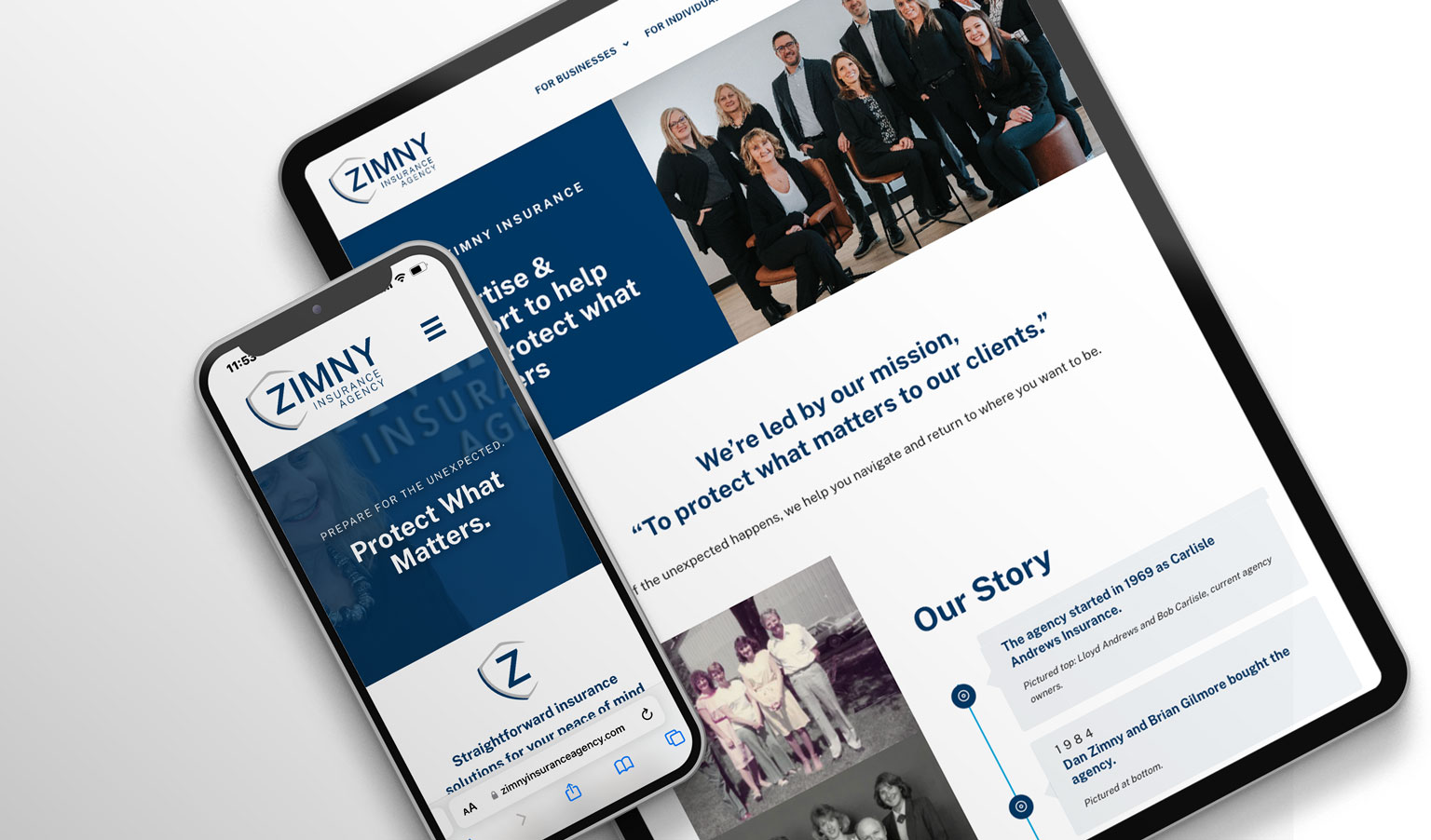 zimny insurance agency website mockup